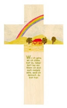 Kreuz - Regenbogen 15 x 9 cm