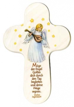 Kreuz - Engel mit Mandoline 16 x 10 cm, abgerundet